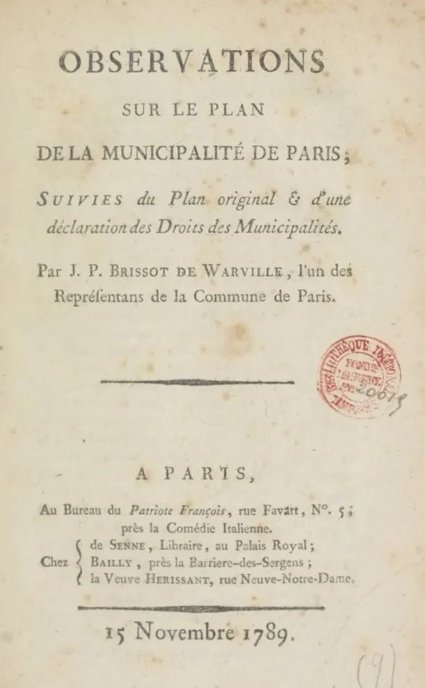 Brissot, Observations_sur_le_plan_de_la municipalité de Paris