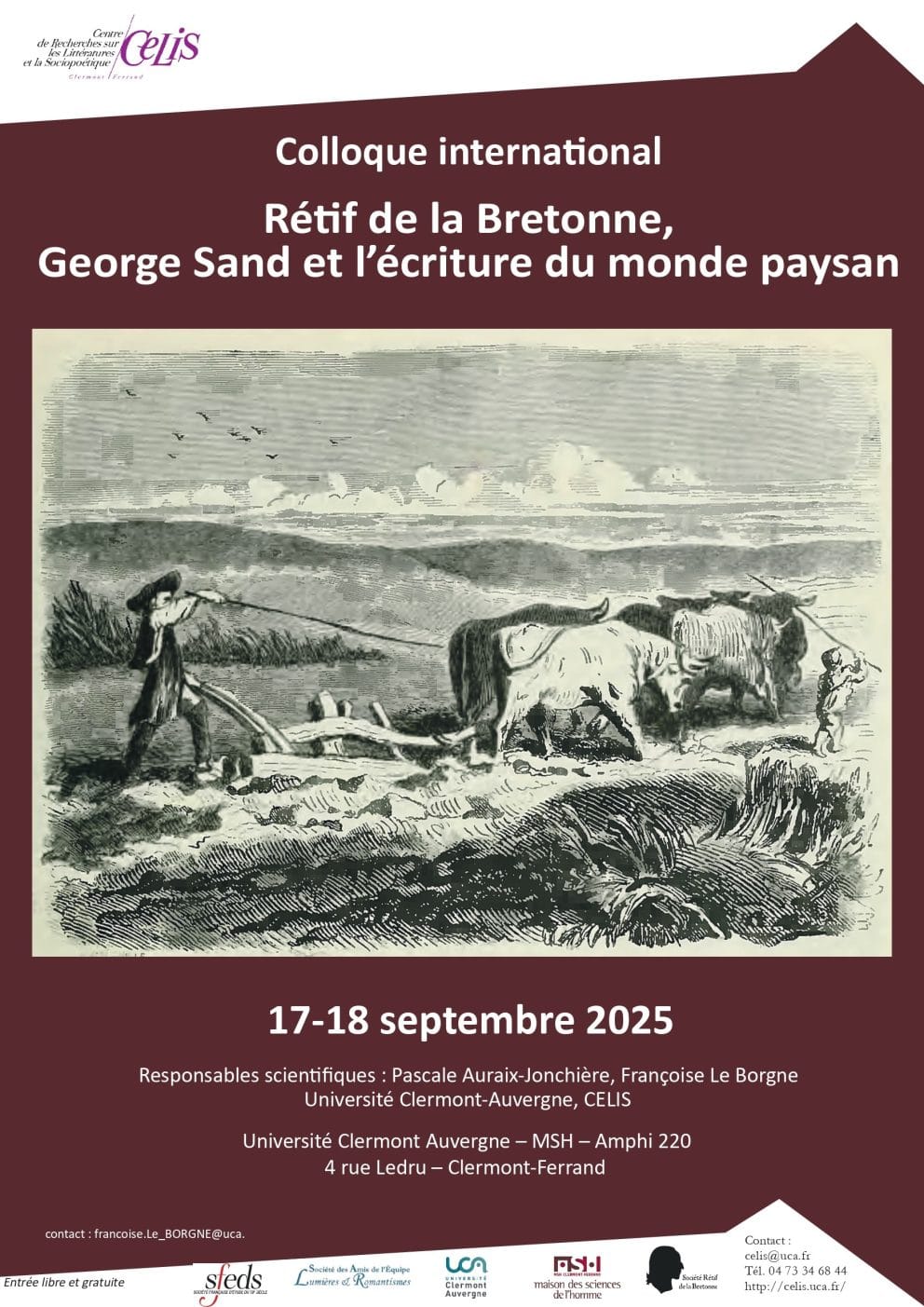 Rétif, George Sand, écriture du monde paysan_affiche_2025