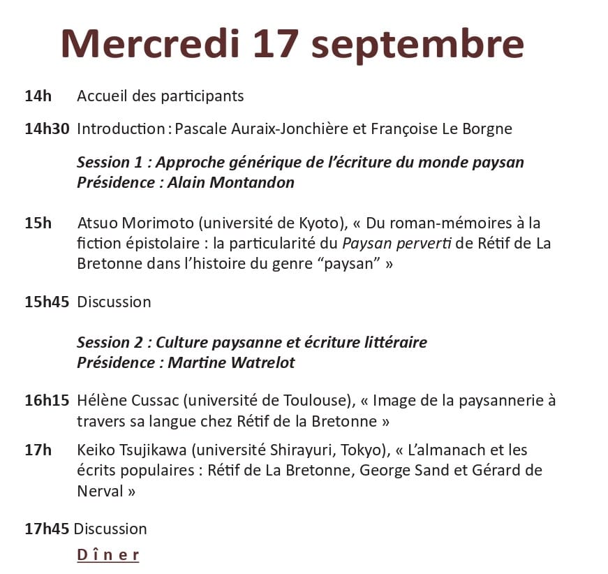 Rétif, George Sand, écriture du monde paysan_programme_2025_1