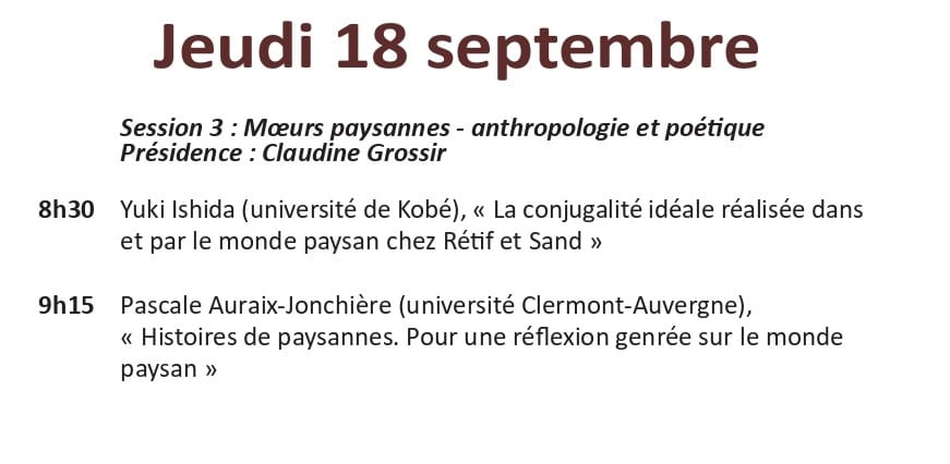 Rétif, George Sand, écriture du monde paysan_programme_2025_2