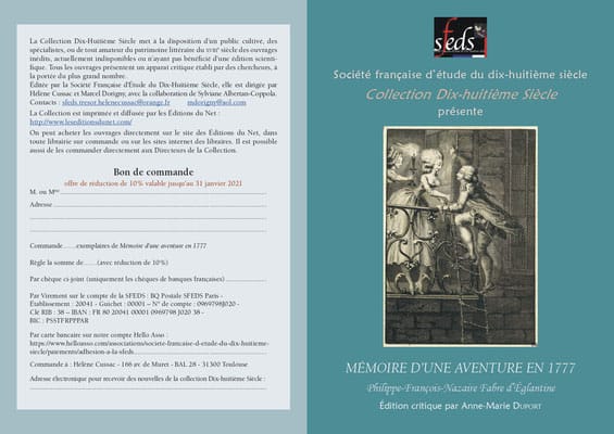 SFEDS Collection 18e Mémoire d’une aventure en 1777